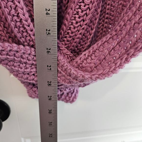Coach Knit Scarf 29" x 16" Purple Wool Infinity Loop Chunky Y2K Soft Warm - Picture 7 of 10